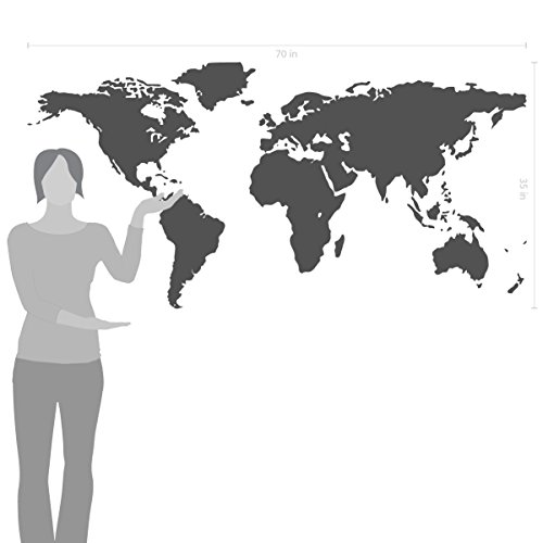 The Decal Guru World Map Vinyl Wall Art Sticker | Earth Home Decor Removable Sticker Easy To Apply Wall Graphic (Black, 38X56 Inches) #TOP5