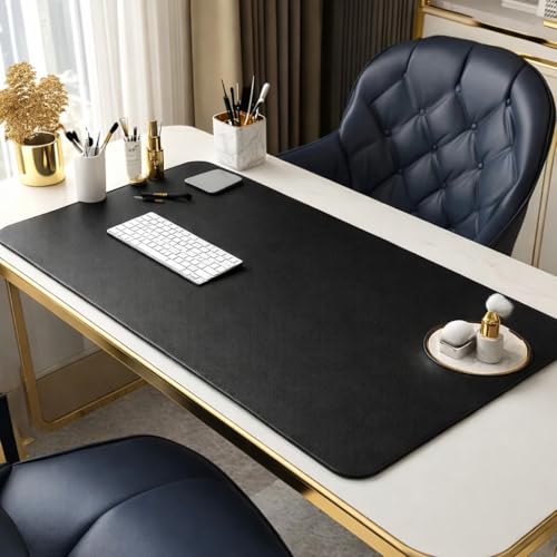 Image of Black PU Leather Desk Mat 100x45cm, Premium Large Desk Pad, Waterproof & Oil-Resistant Surface, Non-Slip Extended Mouse Pad, Durable Desk Protector for Office, Home & Gaming Setup