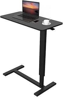 PrimeCables Overbed Table Height Adjustable, Mobile Sofa Side Table with Wheels,Ergonomic Gas-Spring Overbed Bedside Table for Hospital and Home