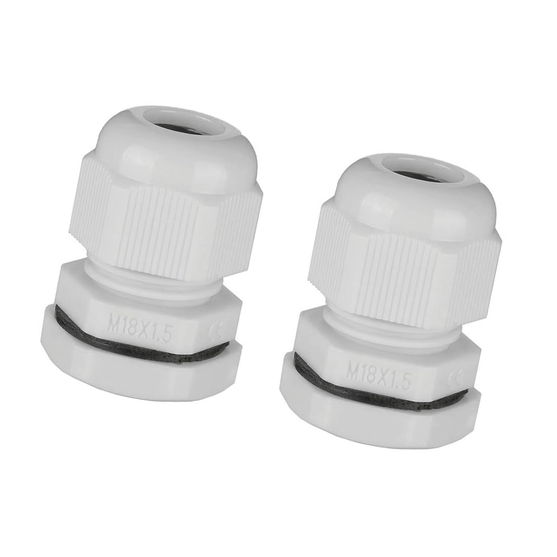MACHSWON 2Pcs M18 Cable Gland - Durable Threaded Wire Connector with Locknut for 5-10mm Dia Cable Wire, White