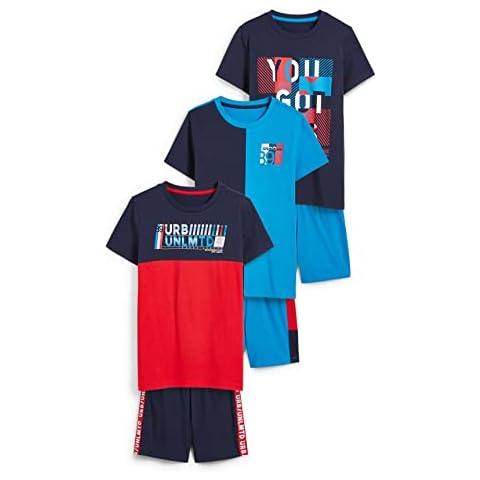 C&A Kinder Jungen Pyjamas Shorty 6er Pack|Multipack Comfort Fit Bedruckt|Unifarben dunkelblau 164 Cover