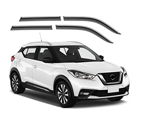 Image of Unbreakable Chrome line Door Visor /Wind Deflector /Rain Guard Compatible for Nissan Kicks (Set of 4pc)