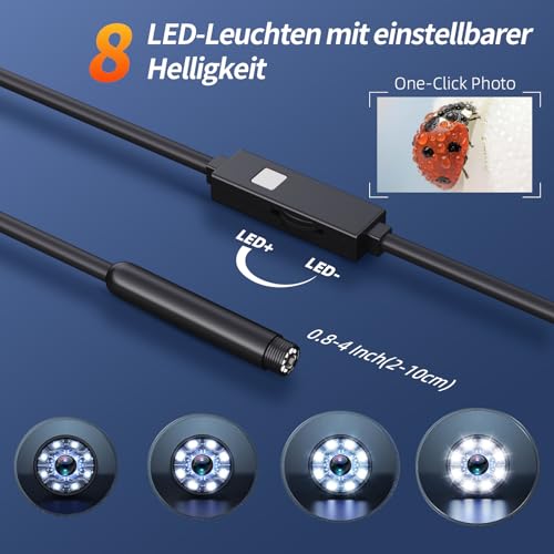 Endoskopkamera mit Licht, 1080P HD Endoskop-Kamera Handy mit Licht Wasserdichtes Ip67 Kein WLAN...