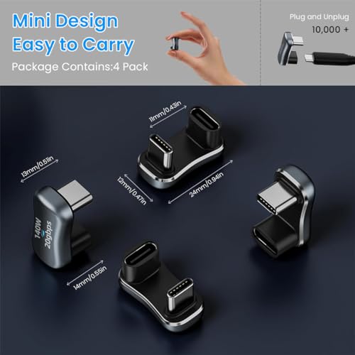 Image of Verilux PD 140W Type C Connector, Type C Male to C Female Adapter Support 4K@60Hz & 20Gbps Data Sync, USB C Connector for iPhone 17 /16 /15, Galaxy S25 /S24, MacBook Pro /Air, Steam Deck