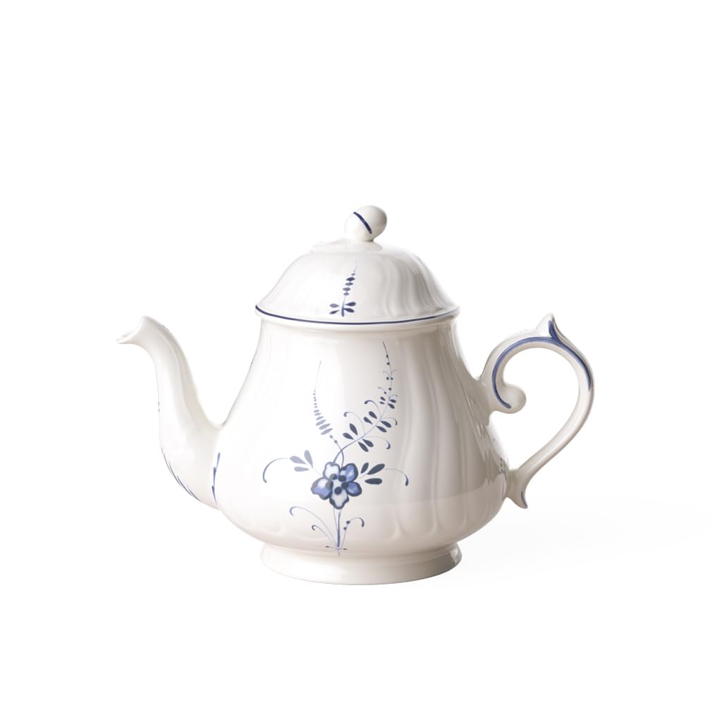 Villeroy & Boch Vieux Luxembourg Teiera, 1,1 Litri, Porcellana Premium, Bianco/Blu-image