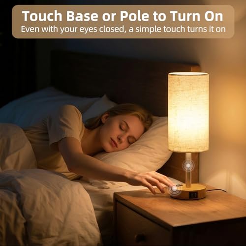Lámpara de mesa para noche con touch y carga USB miniatura 4