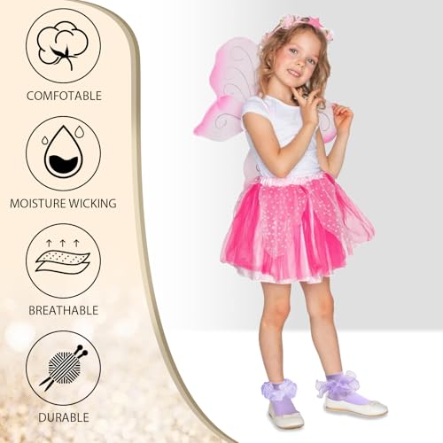 2 Pairs Girls Ruffle Socks Toddler Girl Frilly Dress Socks Fold Double Lace Big Ruffles Church Fancy Sock Little Kids3