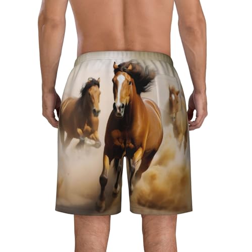 Horses Print Men's Beach Pants Lightweight Quick-Dry Swim Pants with Mesh Lining for Men4