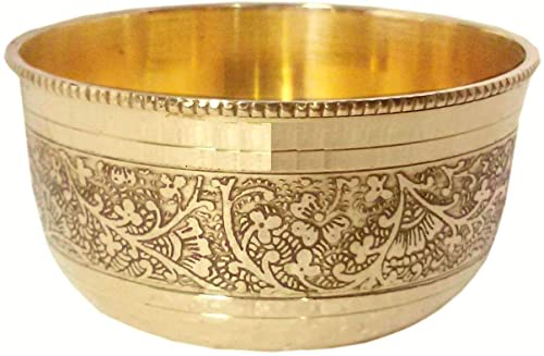 Image of Brass Bowl Sets Best Flower Design Brass Bowl Dinner Tableware Serving Indian Food, Tableware Set of (4)