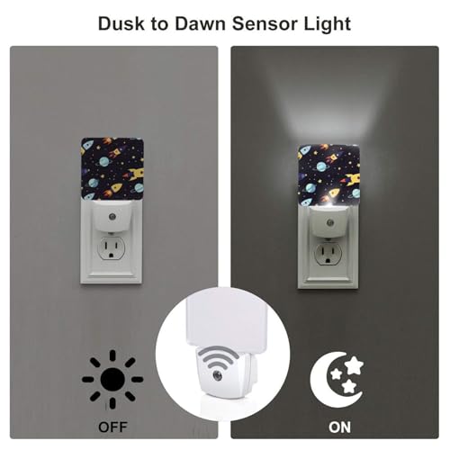 Image of Plane Cartoon LED Plug-in Night Light 2-Pack, Auto Sensor Nightlights Set of 2 for Bedroom Bathroom Corridors