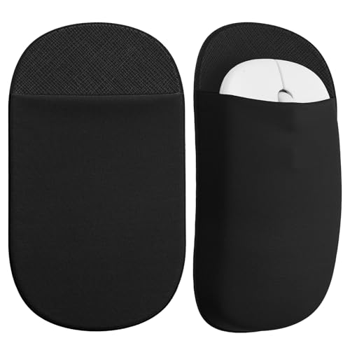 Image of Slim Mouse Holder for Laptop, Universal Wireless Mouse Sleeve Pouch for Laptop Stick on, Black Adhesive Computer Mouses Pocket Holder Case, No Glue Residue