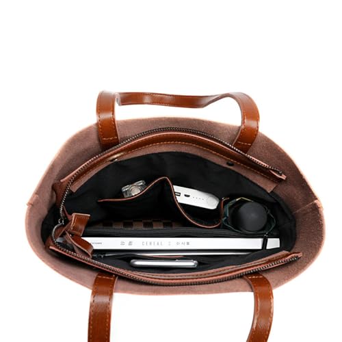 Vintage Large Capacity Waxed Cowhide Vertical Shoulder Tote Bag | Premium Genuine Leather Versatile High-end Handbag3