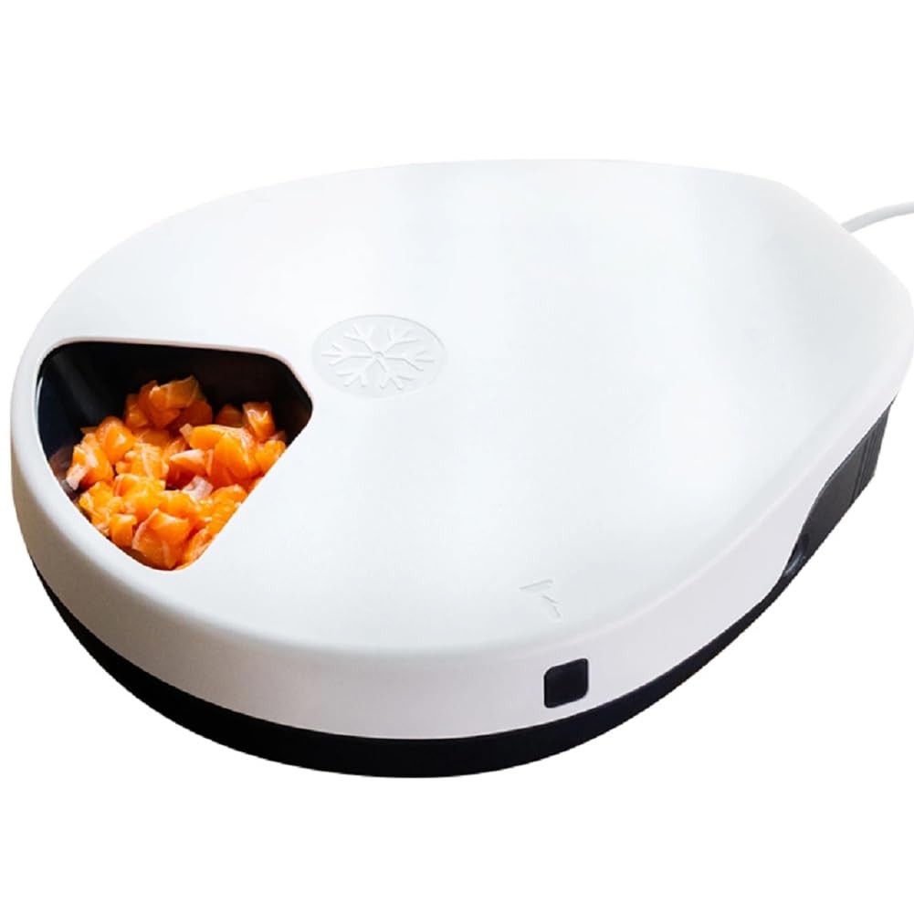 Distributeur Automatique de Nourriture Humide pour Animaux, Minuterie 5 Repas, Réfrigération à Semi-Conducteurs pour Une Conservation Optimale des Aliments, Prise Européenne
