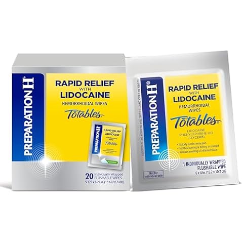 Preparation H Rapid Relief Hemorrhoid Wipes with Lidocaine, Numbing Relief for Swelling, Pain, Burning and Itching - 20 Count Cover