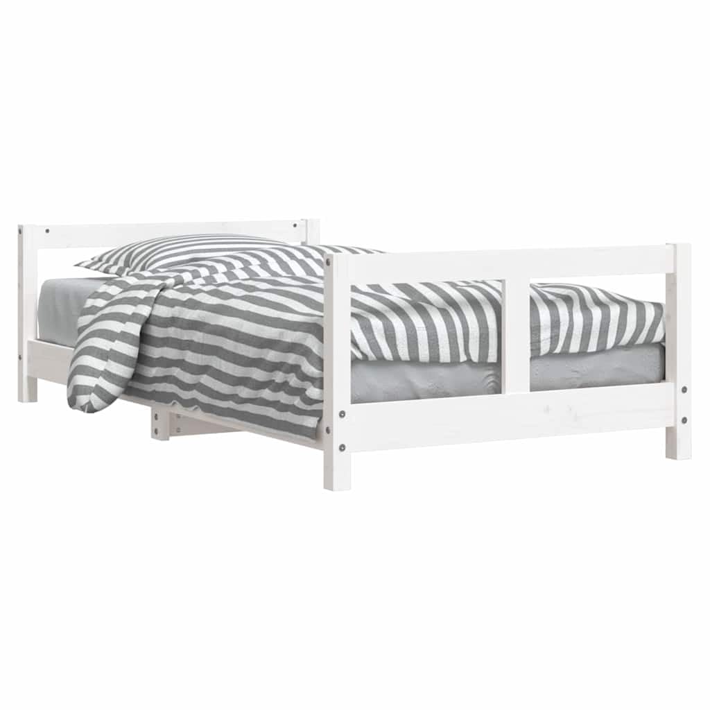 vidaXL Estructura de Cama para Niños, Somier Infantil con Cabecero, Marco de Cama, Mueble para Dormitorio, Madera de Pino Blanco 80x160 cm