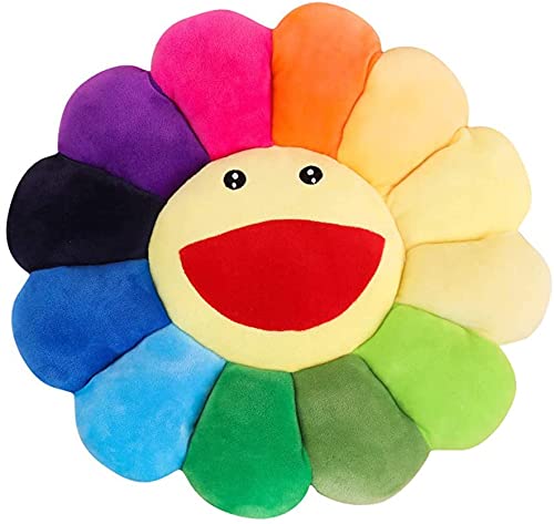 Oneshow Sunflower Pillow, Soft and Comfortable Sunflower Smiley Cushion, Floral Plush Pillow, Colorful Sunflower Plush Toys Home Bedroom Store Restaurant Decoration, 16.5 in42 cm