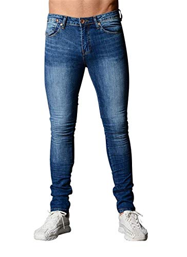 Huixin Jeans Pantalon Joggers Denim Pantalon Slim Fit Stretch Loisirs Straight Regular Pantalon Uni Pantalon Décontracté (Color : Dunkelblau, Size : XL) Cover