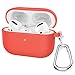 Produktbild Ostop Original Silikon Schutzhülle für Airpods Pro Hülle mit Karabiner/Storage Bag,Hochwertiges Silicone Stoßfeste Weiche Dünne Hülle für Mädchen Männer [Unterstützt Kabelloses Laden],Rot