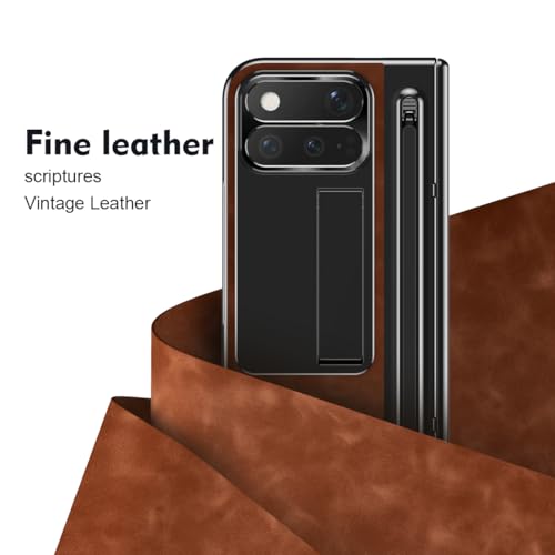 Coque Google Pixel 11 Pro Fold marron avec support et porte-stylet intégrés - 2