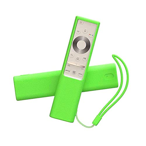 Image of Oboe Silicone Protective Case for Samsung BN59-01311 Smart TV Remote Shockproof Anti-Slip Battery Cover for Samsung QLED TV Smartone Remote Anti-Lost with Remote Loop (Glow in Dark Green)