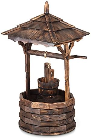 Blumfeldt Loreley Garden - Fountain Garden Decoration (135cm Fir Burnt Wood Fire Treatment for Protection Against Atmospheric Agents) - Brown