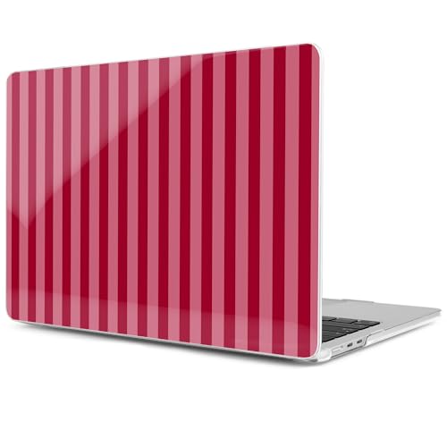 Image of MEEgoodo Case for M5 /M4 /M3 /M2 MacBook Air 13 inch 2026 2025 2024 2022, Fit Model A3449 /A3240 /A3113 /A2681, Case Compatible with MacBook Air 13.6-inch, Red&Pink Stripe