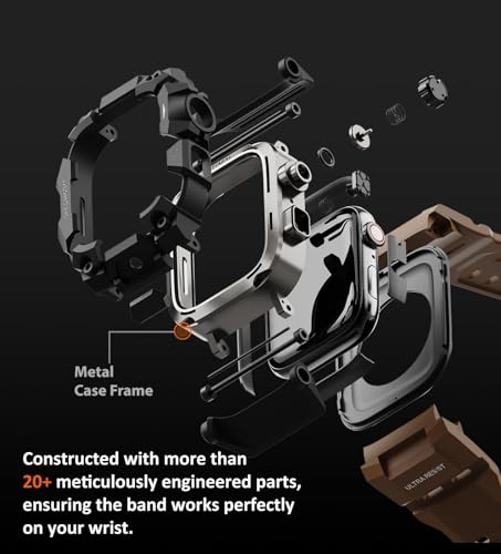 Image of ULTIMAL Rugged Case with Band for Apple Watch Band 45mm,Compatible with Apple Watch Series 9 /8 /7 45mm,Military Grade Shockproof Bumper Cover for iWatch Tactical Band Men (Coffee Brown, 45mm)