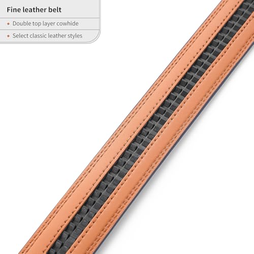 Men's Adjustable Leather Belt Strap & Zinc Alloy Automatic Ratchet Buckle, Customizable for Business Casual & Formal Wear4