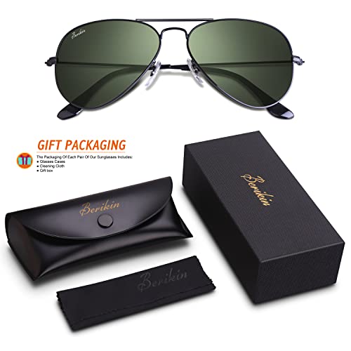 Image of Classic Aviator Teardrop Style Glass Lens Metal Frame Sunglasses For Men Women UV400 Protection