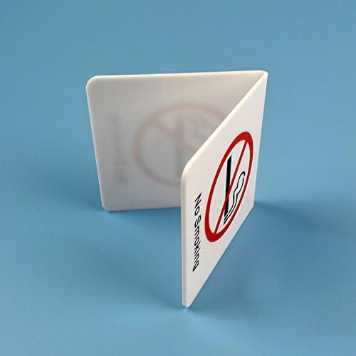 Miniatura 2 de Airgoesin 5pcs No Smoking Mesa Top Carpa Letrero Blanco Acrílico Doble Cara Pantalla 3.95x3.95 pulgadas