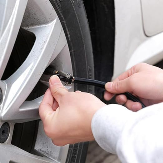 Miniatura 6 de Inflador de neumáticos de compresor portátil con medidor de presión mecánico, con 3 adaptadores de boquilla, inflador para neumáticos de automóvil,