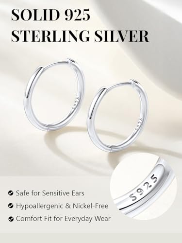 Image of Silvora 14K Gold Plated Huggie Hoop Earrings for Women, Small Sterling Silver Hoops, Hypoallergenic Cartilage Earrings for Sensitive Ears 8 /10 /12 /14 /16 /18 /20MM