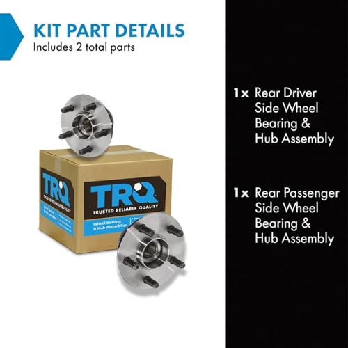 Image of TRQ Rear Wheel Bearing and Hub Assembly Set 2 Piece Compatible with 01-02 Chrysler PT Cruiser with Rear Drum Brakes 2002 PT Cruiser Disc Brakes Slotted Type Tone Ring 03-10