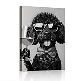 【Impression murale amusante sur toile】 : cette impression sur toile représente un chien portant des lunettes de soleil et tenant un verre de vin. Son mélange d'humour et de style apporte une touche légère et joyeuse à n'importe quel décor