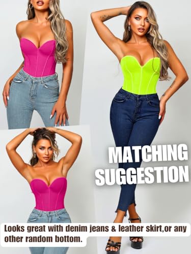 Image of ChiaoLezhee Heart Corset Top For Women, Sexy Concert Outfits Going Out, Strapless Crop Top, Overbust Bustier