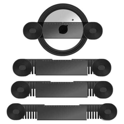 Qicaitulife 4-Pack Adjustable Pot Lid Organizer for cabinet Door, 6.5-14ft Lid Storage Secures to Cabinet Door or Wall - Pan Lid Storage Kitchen Solutions (Black) Cover