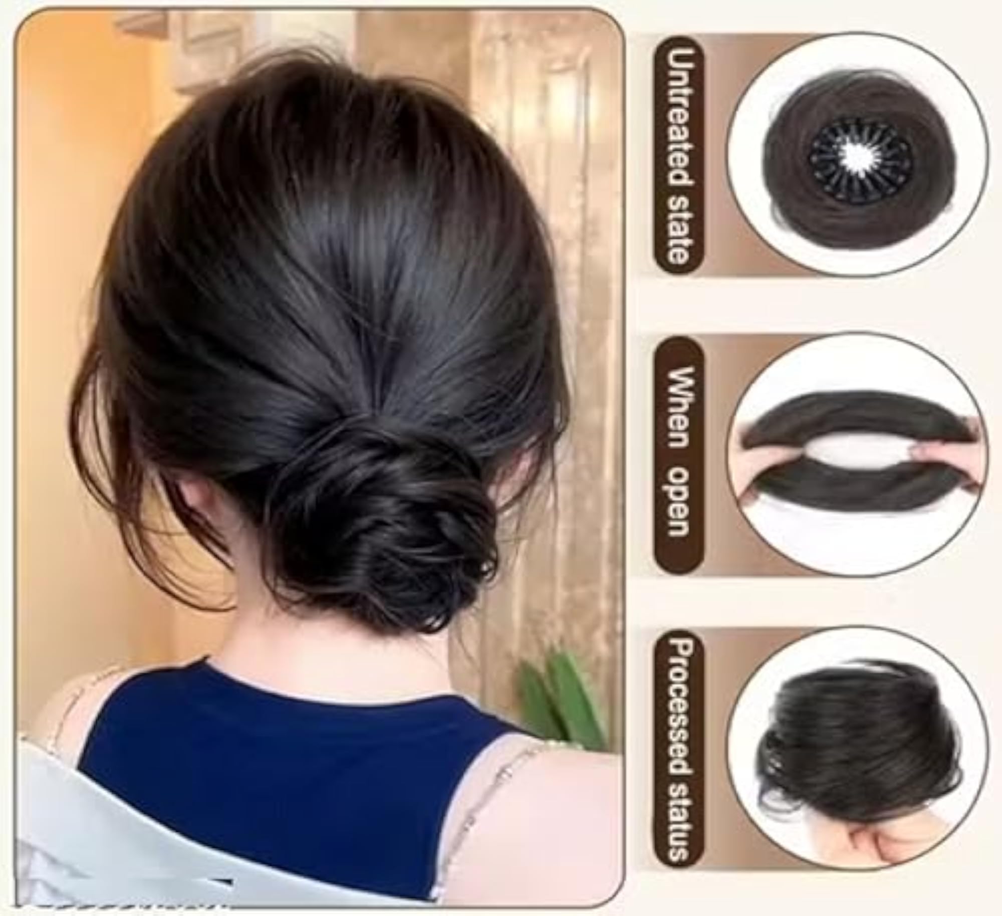 Women's Synthetic Hair Scrunchie Drawstring Messy Bun Piece, Brown