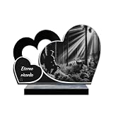 ETERNEL - Targa Funeraria Personalizzata Doppio Cuore - Caccia, cacciatore, foresta - Testo personalizzabile, targa funeraria incisa al laser per omaggio, lapide, cimitero, sepoltura, funerale