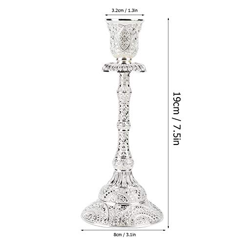 Castiçais banhados a prata, 2 castiçais elegantes e cônicos vintage de metal para castiçal de pilar
