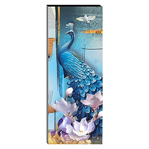 Image of Indianara Set of 3 Lord Ganesha with Peacock MDF Art Painting (3777FL) without glass 4.5 X 12, 9 X 12, 4.5 X 12 INCH