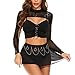 Ypser Goth Punk Rave Sheer Mesh Mini Skirt with Chain Cover Up High Waist See Through Bathing Suit Skirt