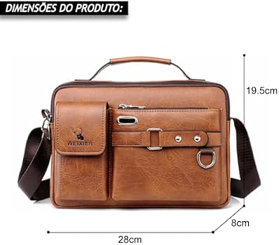 TOKSHOP Maleta Executiva Masculina Transversal em Couro PU