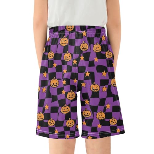 ALAZA Checked Pumpkin Star Pajama Shorts Sleep Shorts Pant Lounge Pajama Bottoms Elastic Waist with Pockets2