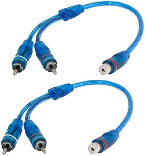 uxcell Car Audio RCA Female to 2 RCA Male Splitter Adapter Cable Blue