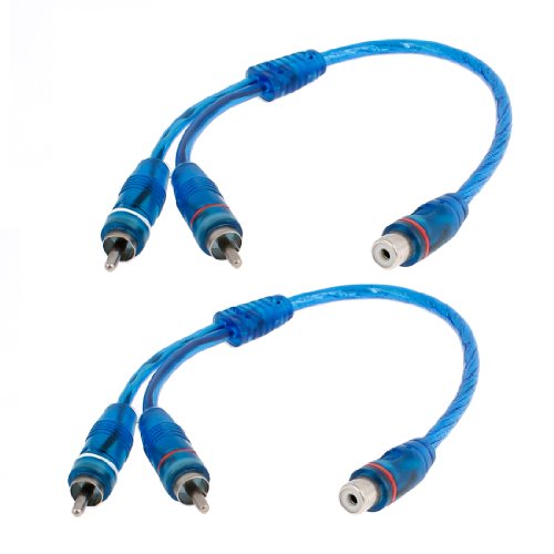 uxcell Car Audio RCA Female to 2 RCA Male Splitter Adapter Cable Blue