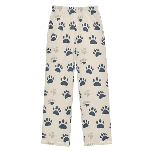 ALAZA Cute Dog Paw Print Pajama Pants Long Sleep Pant Pajama Bottoms Elastic Waist with Pockets