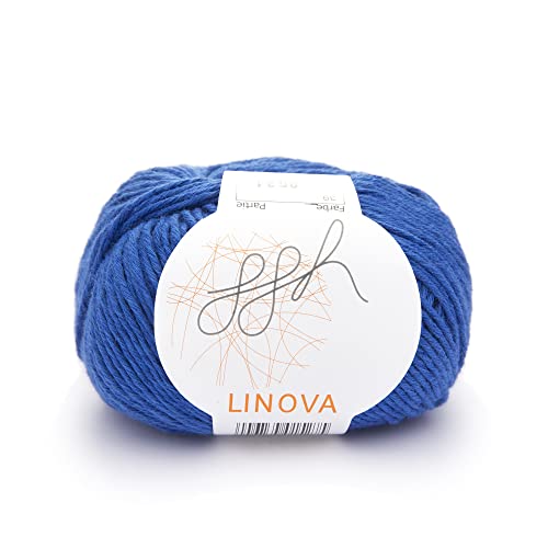 ggh Linova - 039 - Medium Blue - Cotton with Linen for Knitting and Crocheting, 50g