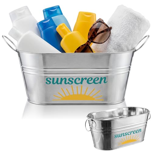 Blulu Sunscreen Pool Storage Bucket Metal Poolside Basket Above Ground