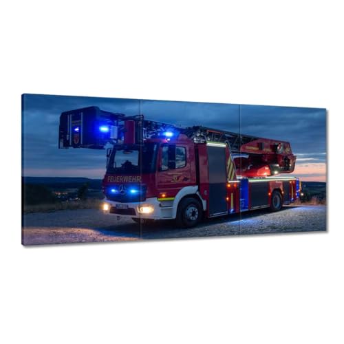 Peinture imprimée sur toile déco murale salon 210x100cm camion de pompiers