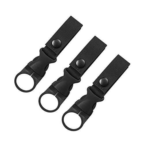 BAIGIO 3pcs Boucle de Bouteille d'eau Sangle Suspendue Crochet Ceinture Clip Porte-Bouteille d'eau pour Camping Randonnée (Noir)